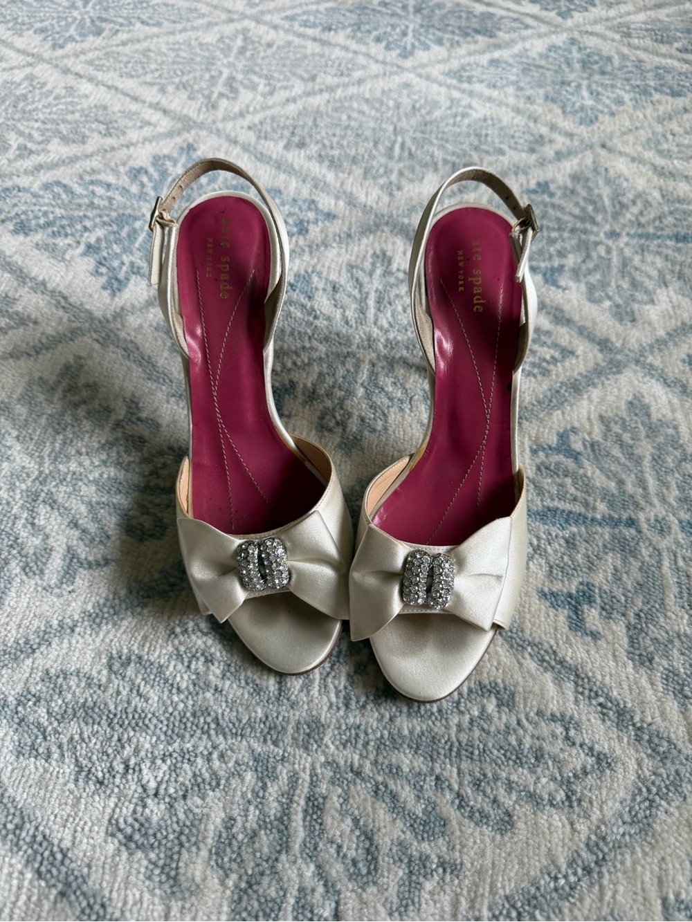 Kate Spade Ivory Satin Bow Heels